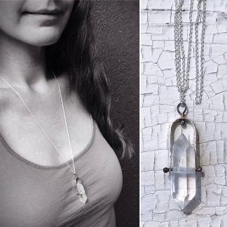 Crystal Point Spinner Necklace / Solid Sterling Silver / Genuine Quartz / Fidget Necklace