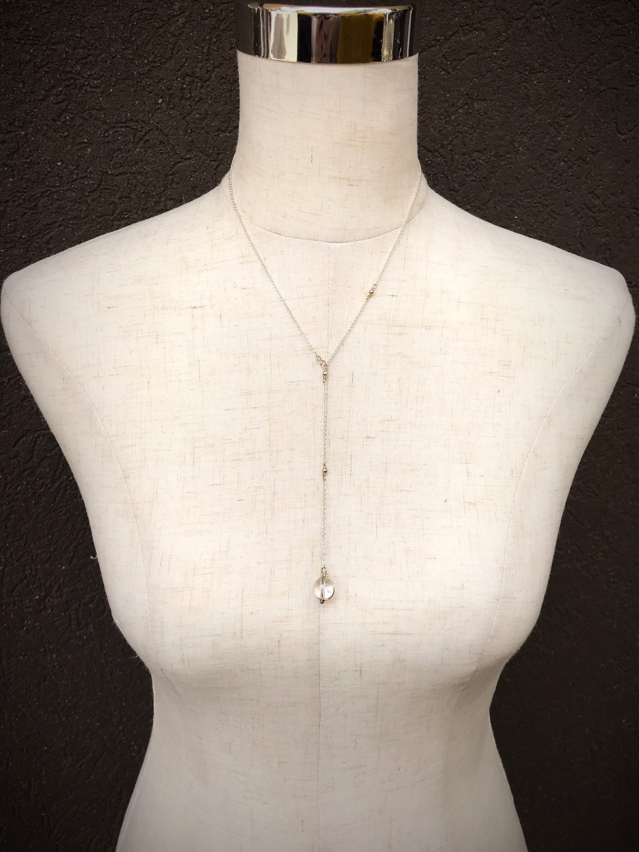 Orb Lariat Necklace / Solid Sterling Silver / Genuine Quartz / Adjustable Length / Pools Of Light - Image 8