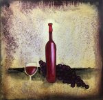 Red Wine And Grapes Original Painting By Artist Rafi Perez Mixed Medium Textured On Canvas 30x30