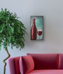 Red Wine Blue Original Painting By Artist Rafi Perez Mixed Medium Textured On Canvas 10x20