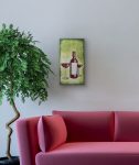 Red Wine Green Original Painting By Artist Rafi Perez Mixed Medium Textured On Canvas 10x20