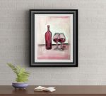 Red Wine Wall Art By Artist Rafi Perez Original Wine Painting On Paper 9X12