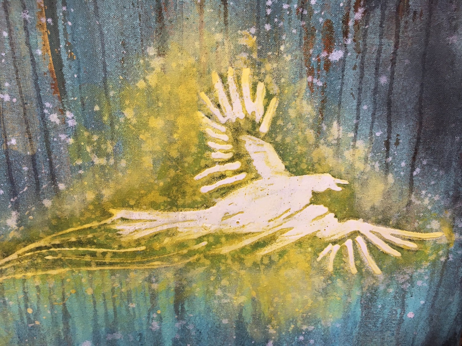 Releasing The Light Painting By Artist Rafi Perez Mixed Medium On Unstretched Canvas 49x40 - Image 9