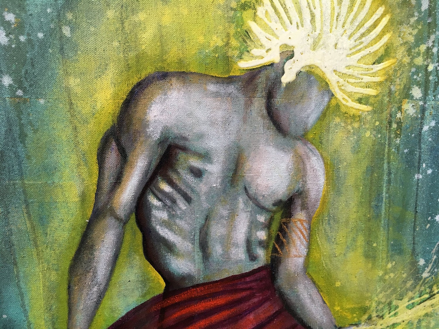 Releasing The Light Painting By Artist Rafi Perez Mixed Medium On Unstretched Canvas 49x40 - Image 10