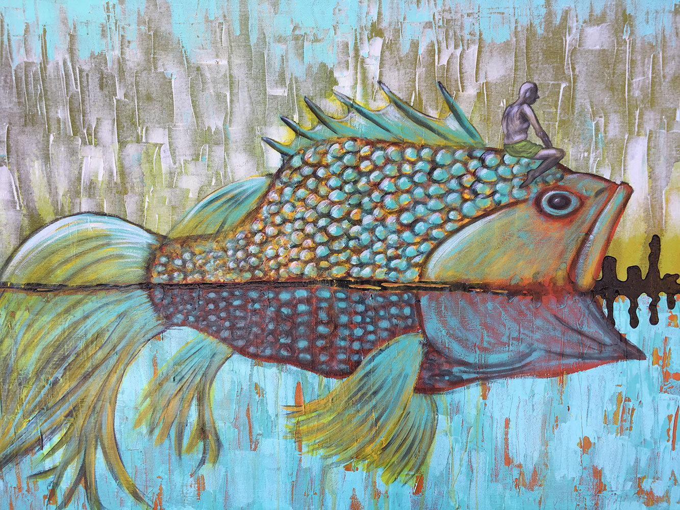 Return To Simplicity Original Painting by Artist Rafi Perez Mixed Medium on Canvas 24X36