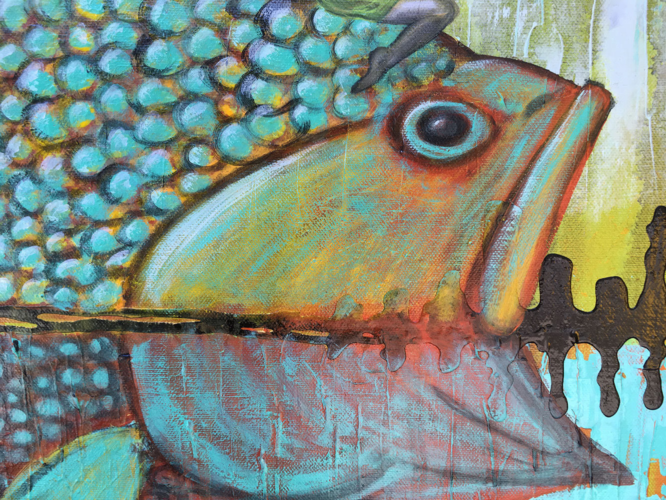 Return To Simplicity Original Painting by Artist Rafi Perez Mixed Medium on Canvas 24X36 - Image 2
