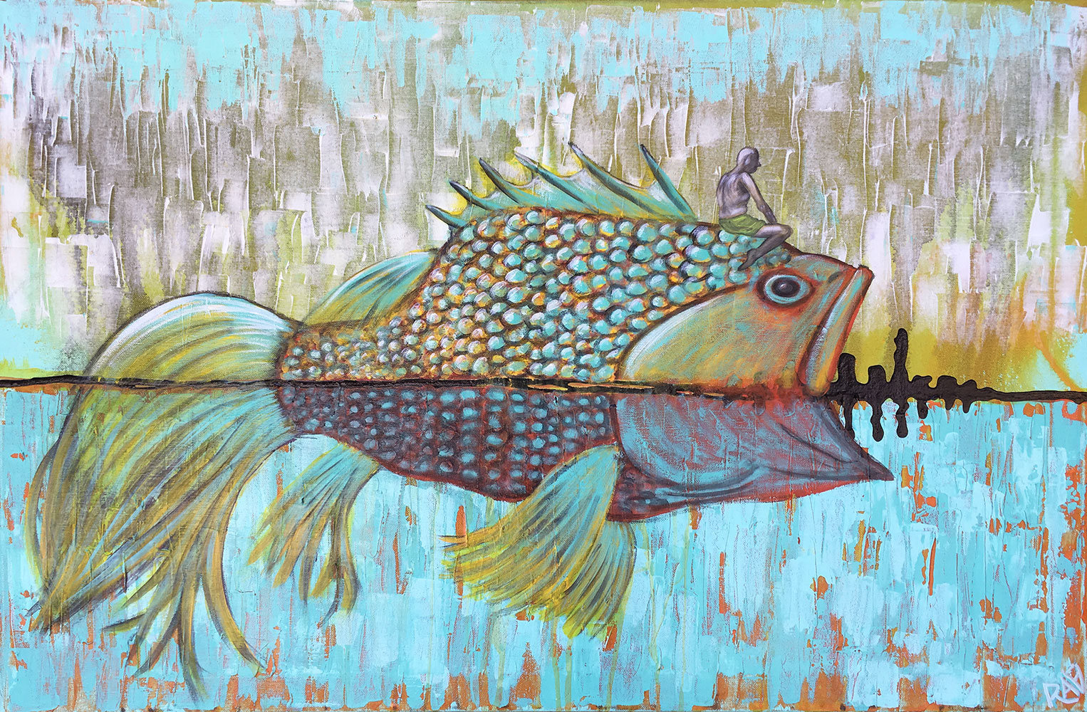 Return To Simplicity Original Painting by Artist Rafi Perez Mixed Medium on Canvas 24X36 - Image 3