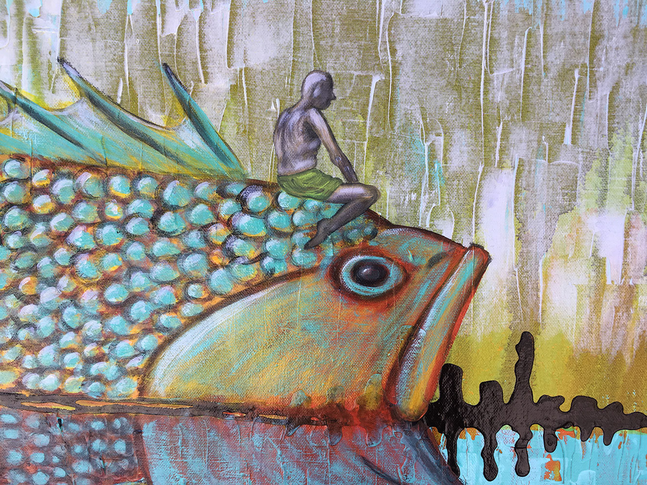 Return To Simplicity Original Painting by Artist Rafi Perez Mixed Medium on Canvas 24X36 - Image 5