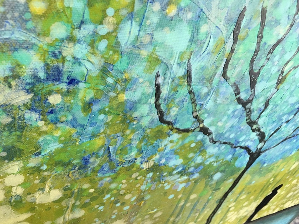 Right By The Wishing Tree Textured Original Painting By Artist Rafi Perez Mixed Medium On Canvas 30x30 - Image 4