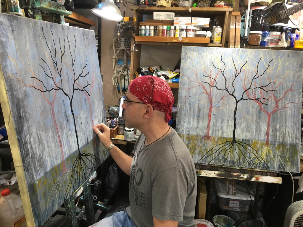 Right By The Wishing Tree Textured Original Painting By Artist Rafi Perez Mixed Medium On Canvas 30x30 - Image 5