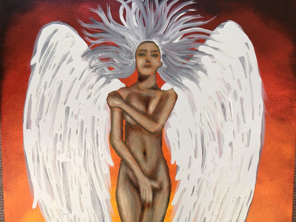 Rise And Rebirth Original Painting By Artist Rafi Perez Mixed Medium On Canvas 16×20