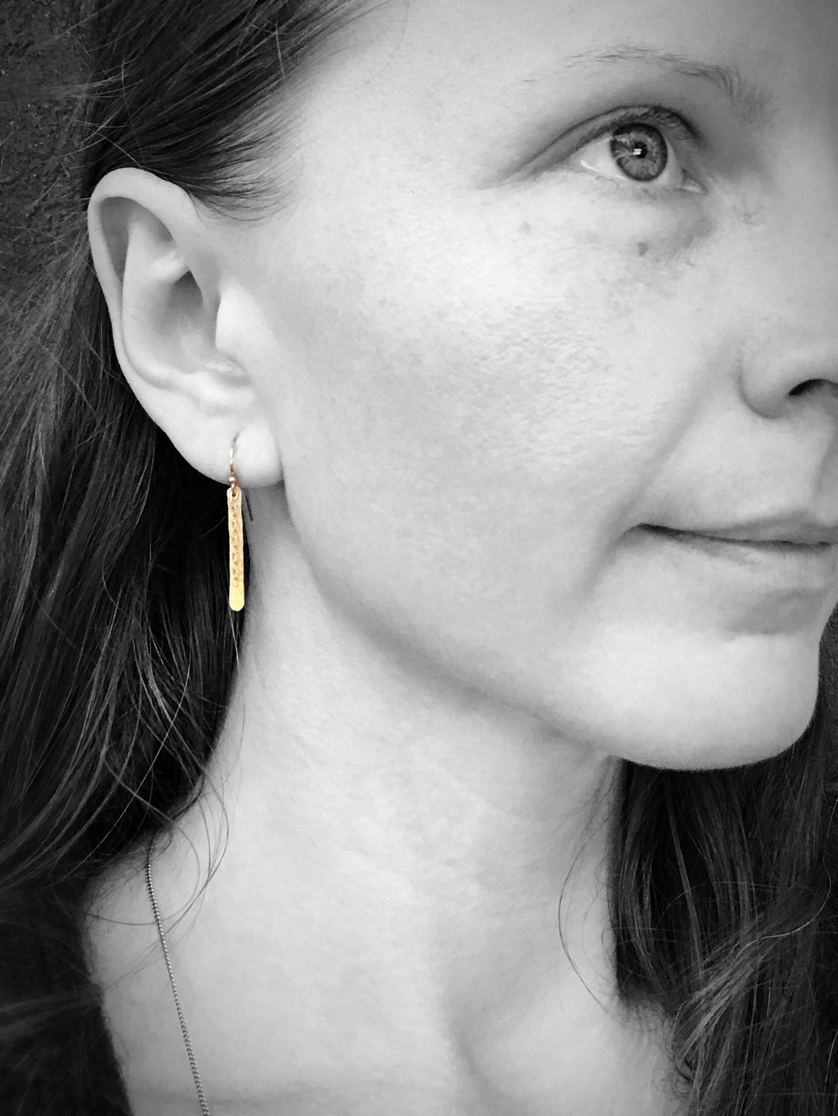 Shimmer Earrings / 14k Rose Gold Filled / Hammer Forged / Stick Chain Earrings - Image 8