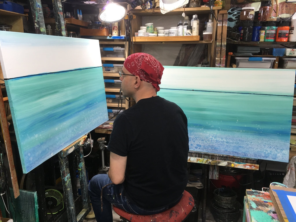 Sea Spray Original Painting By Artist Rafi Perez Mixed Medium On Canvas 24x36 - Image 8