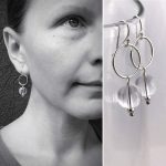 Silver Circle Quartz Crystal Earrings - Solid Sterling Silver - Round Quartz Crystal Orbs - Dangle Earrings - Pools Of Light - "Moon Circle"
