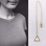 Tiny Floating Triangle Necklace / 14k Yellow Gold Filled / Hammer Forged / Subtle Hammered Texture