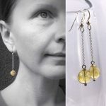 Sterling Citrine Crystal Orb Earrings - Solid Sterling Silver - Round Translucent Citrine Crystals - Long Dangle Earrings - "Sunlight Orbs"