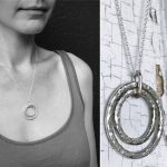 Two Circle Necklace / Solid Sterling Silver / Rustic Hammer Forged Nesting Circles