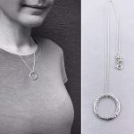 Sterling Silver Free Floating Circle Necklace - Rustic Minimalist - Hammer Formed Small Textured Circle
