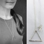 Floating Triangle Necklace / Solid Sterling Silver / Rustic Hammer Forged Triangle