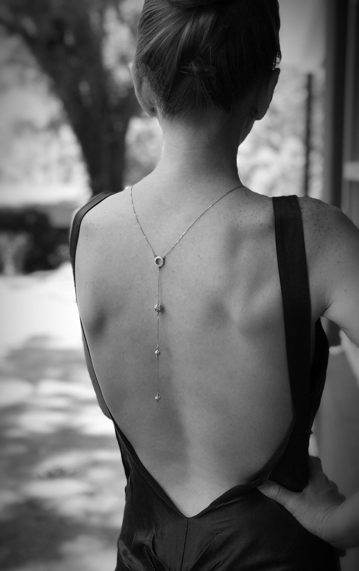 Sterling Silver Pave Crystal Y Style Necklace - Filigree Details - Cubic Zirconia Pave Inlay - Solid Sterling Silver- Art Deco Inspired - Image 10