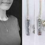 Sterling Silver Vertical Bar Necklace - Double Sided Stamping - Reversible - Hammer Formed - Rustic Texture - Hand Wrought - Personalized