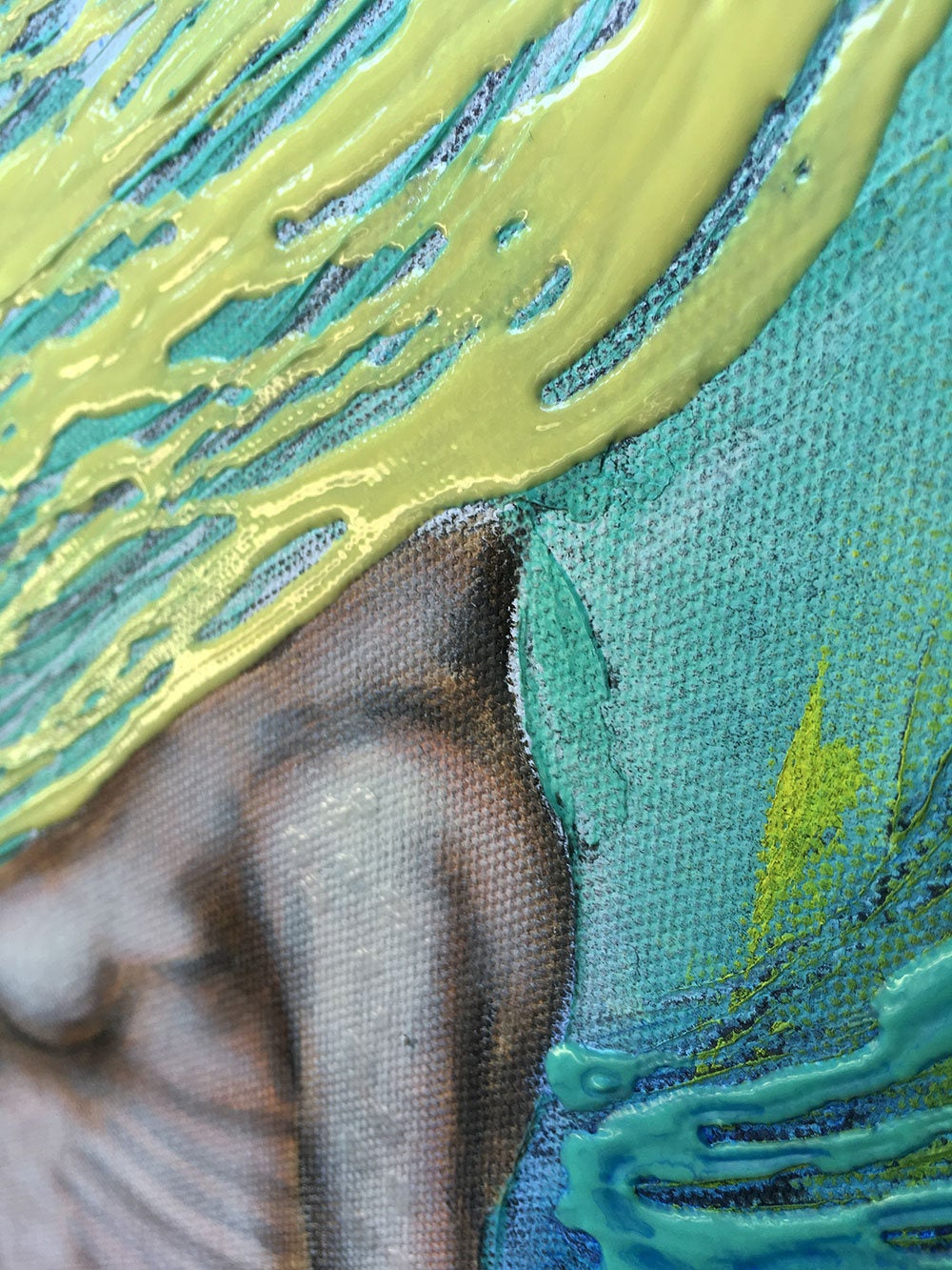 Sunlight Mermaid Original Painting By Artist Rafi Perez Mixed Medium On Canvas 18x24 - Image 5