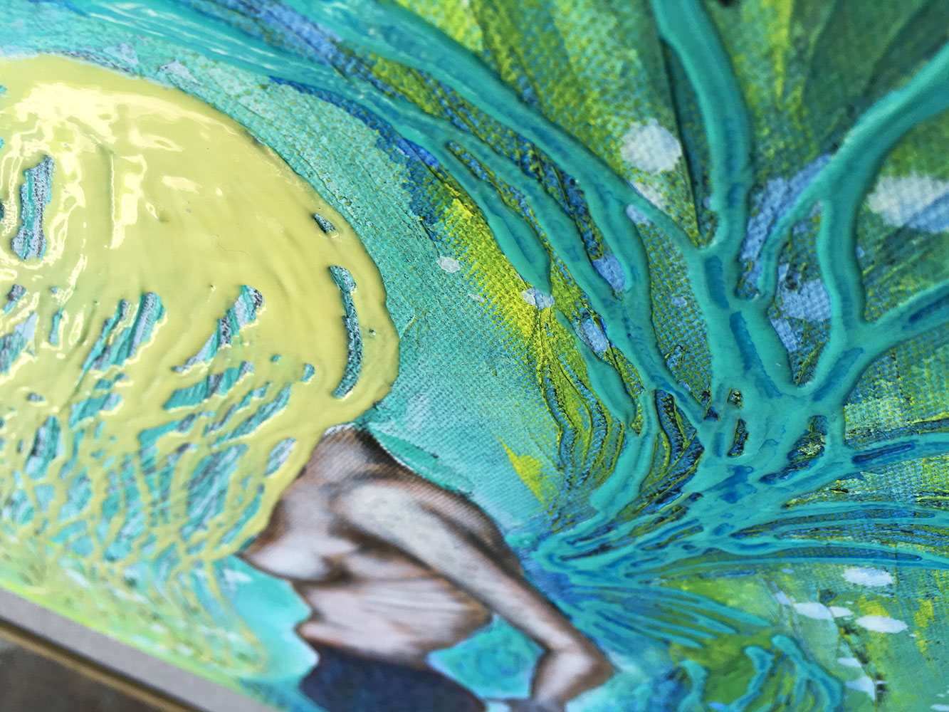 Sunlight Mermaid Original Painting By Artist Rafi Perez Mixed Medium On Canvas 18x24 - Image 7