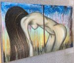 Sunshine In Her Hair Original Painting By Artist Rafi Perez Mixed Medium On Canvas 20x32