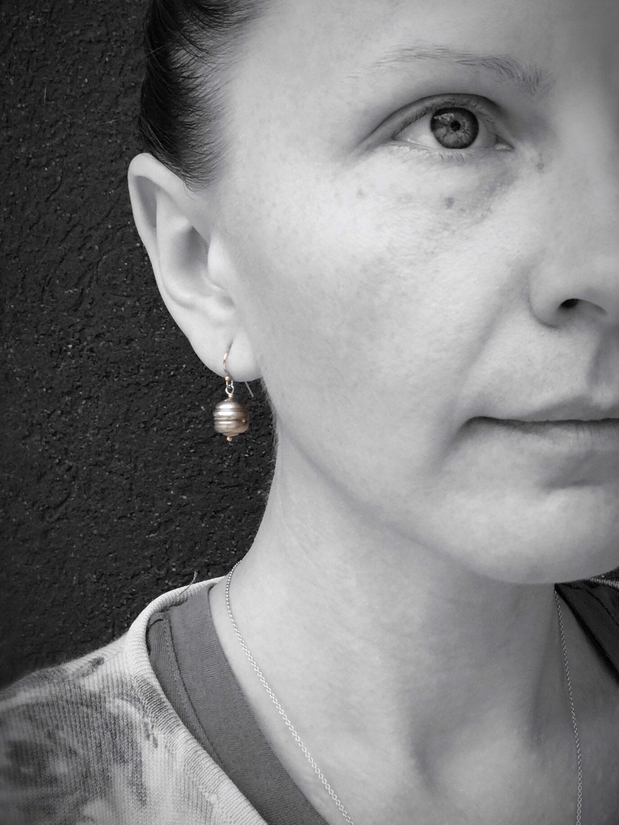 Tahitian Pearl Drop Earrings - 14k Yellow Gold Filled - Genuine Baroque Tahitian Pearls - Silver/Grey/Gold/Blue Saltwater Pearls - Image 8