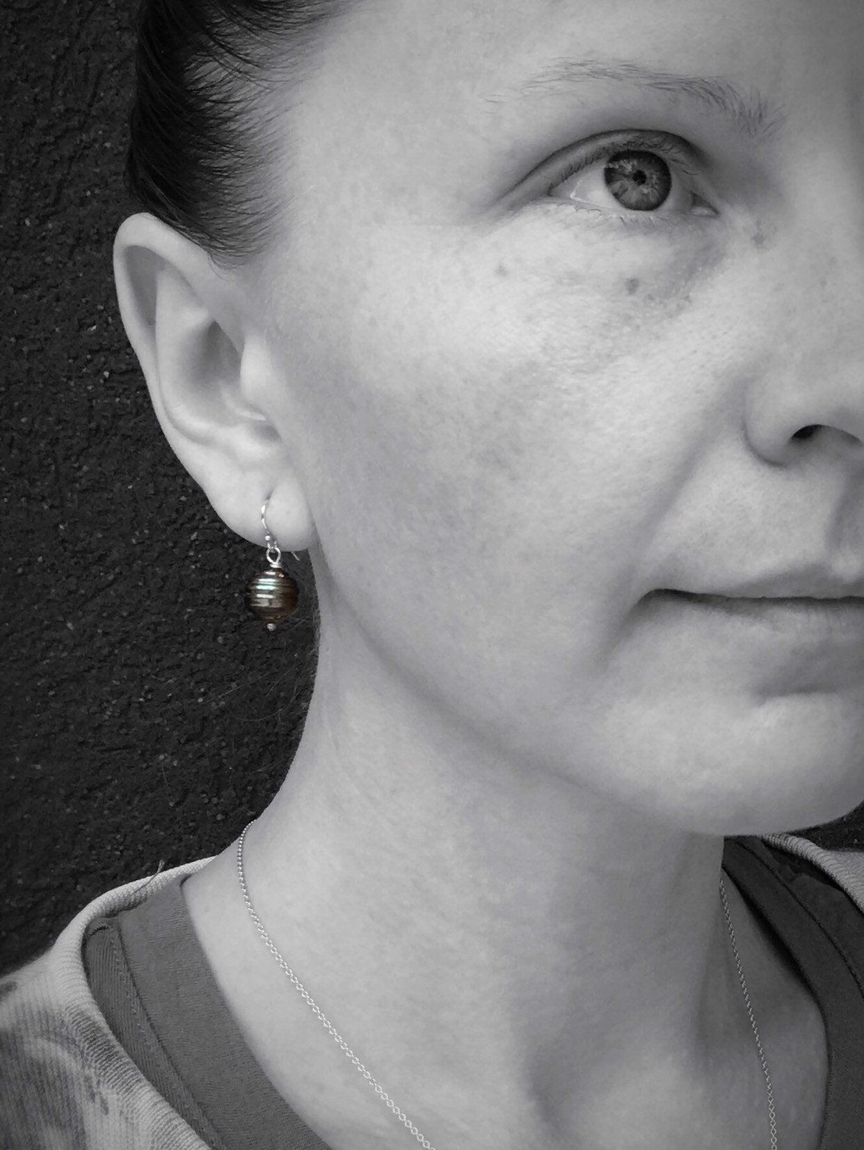 Tahitian Pearl Drop Earrings - Solid Sterling Silver - Genuine Baroque Tahitian Pearls - Blue/Grey/Brown Saltwater Pearls - Image 8