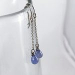Tanzanite Teardrop Earrings - Solid Sterling Silver - Genuine Tanzanite - Periwinkle Blue - Long Dangle Earrings