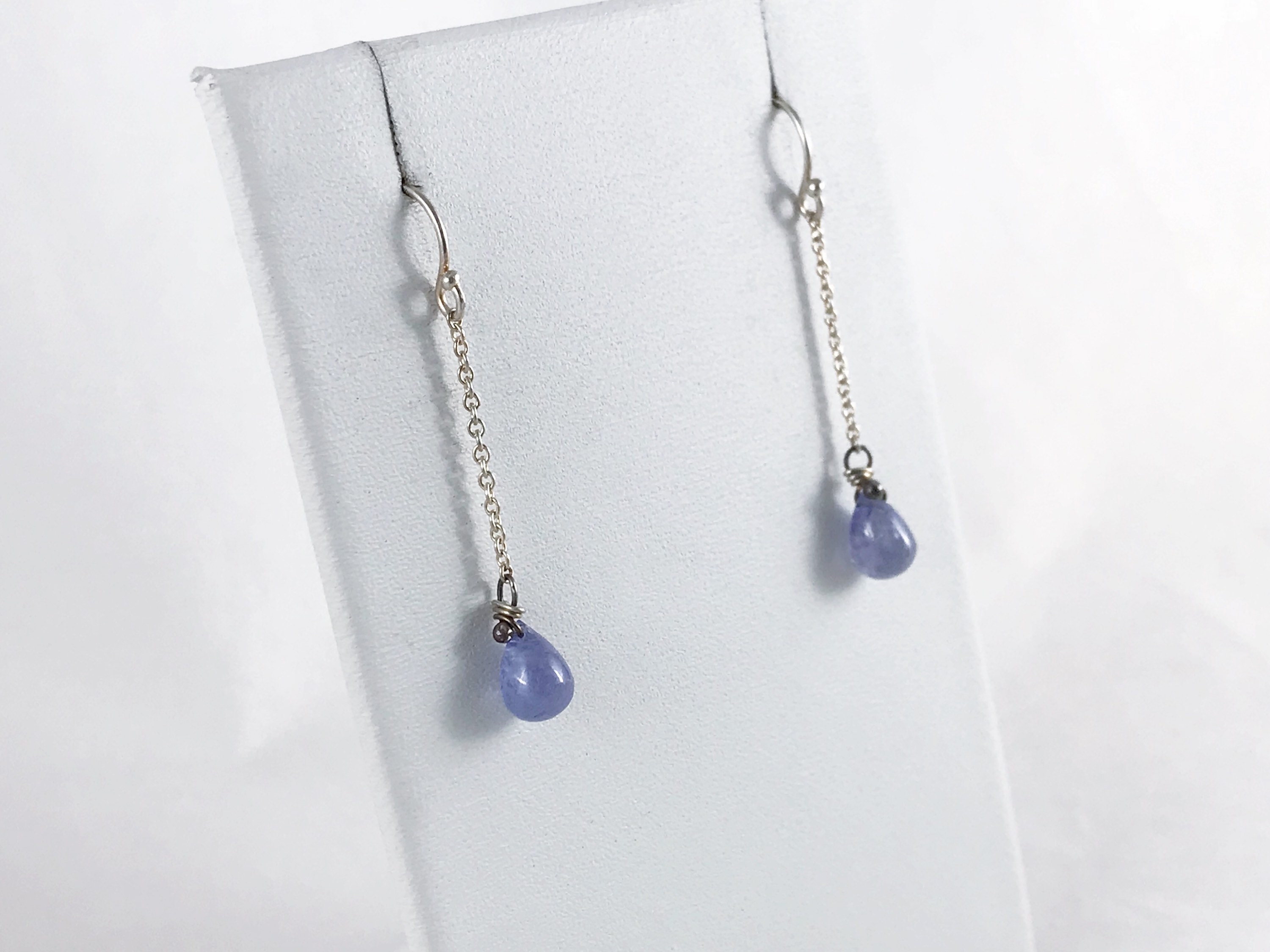 Tanzanite Teardrop Earrings - Solid Sterling Silver - Genuine Tanzanite - Periwinkle Blue - Long Dangle Earrings - Image 3