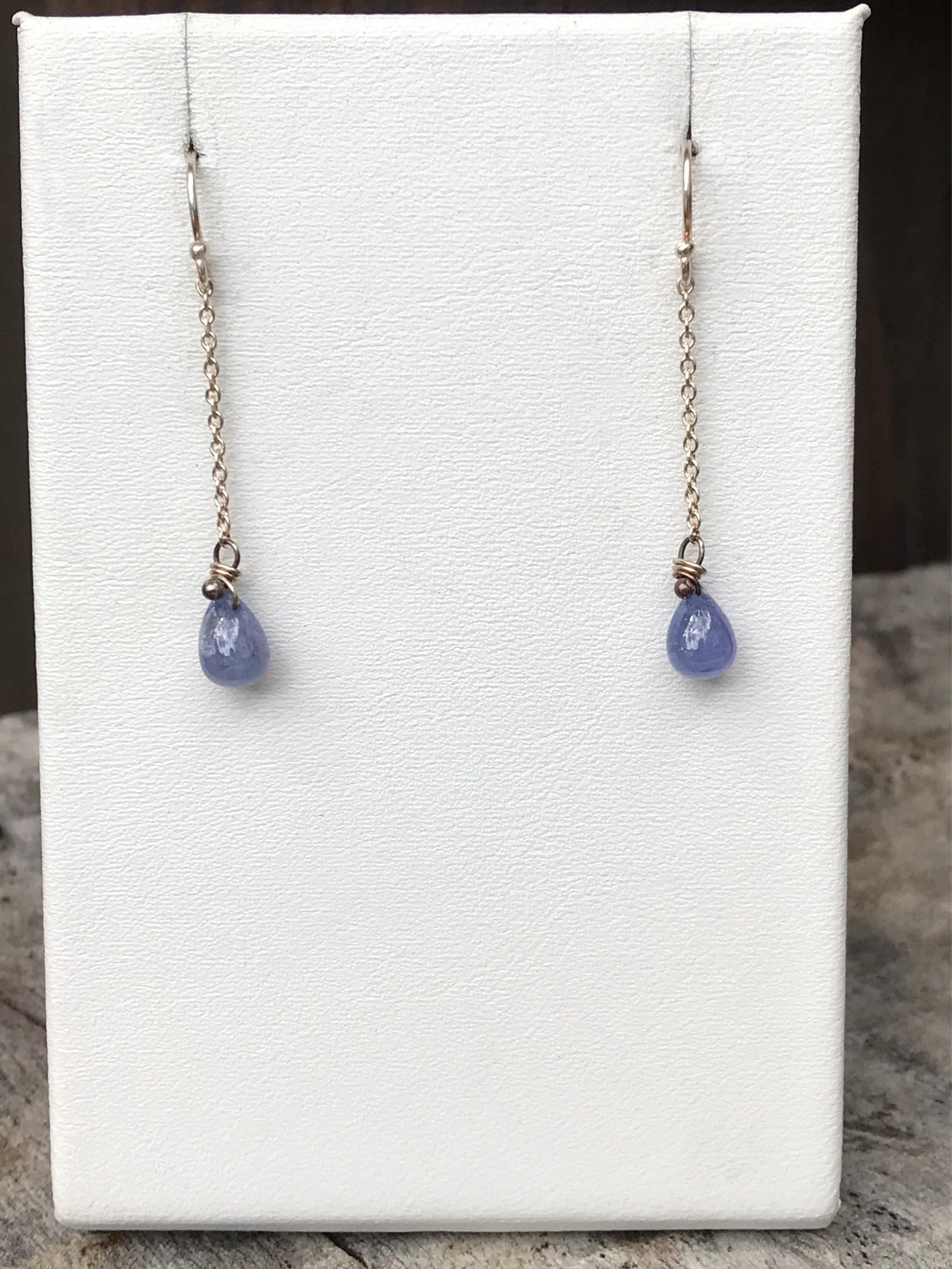 Tanzanite Teardrop Earrings - Solid Sterling Silver - Genuine Tanzanite - Periwinkle Blue - Long Dangle Earrings - Image 6
