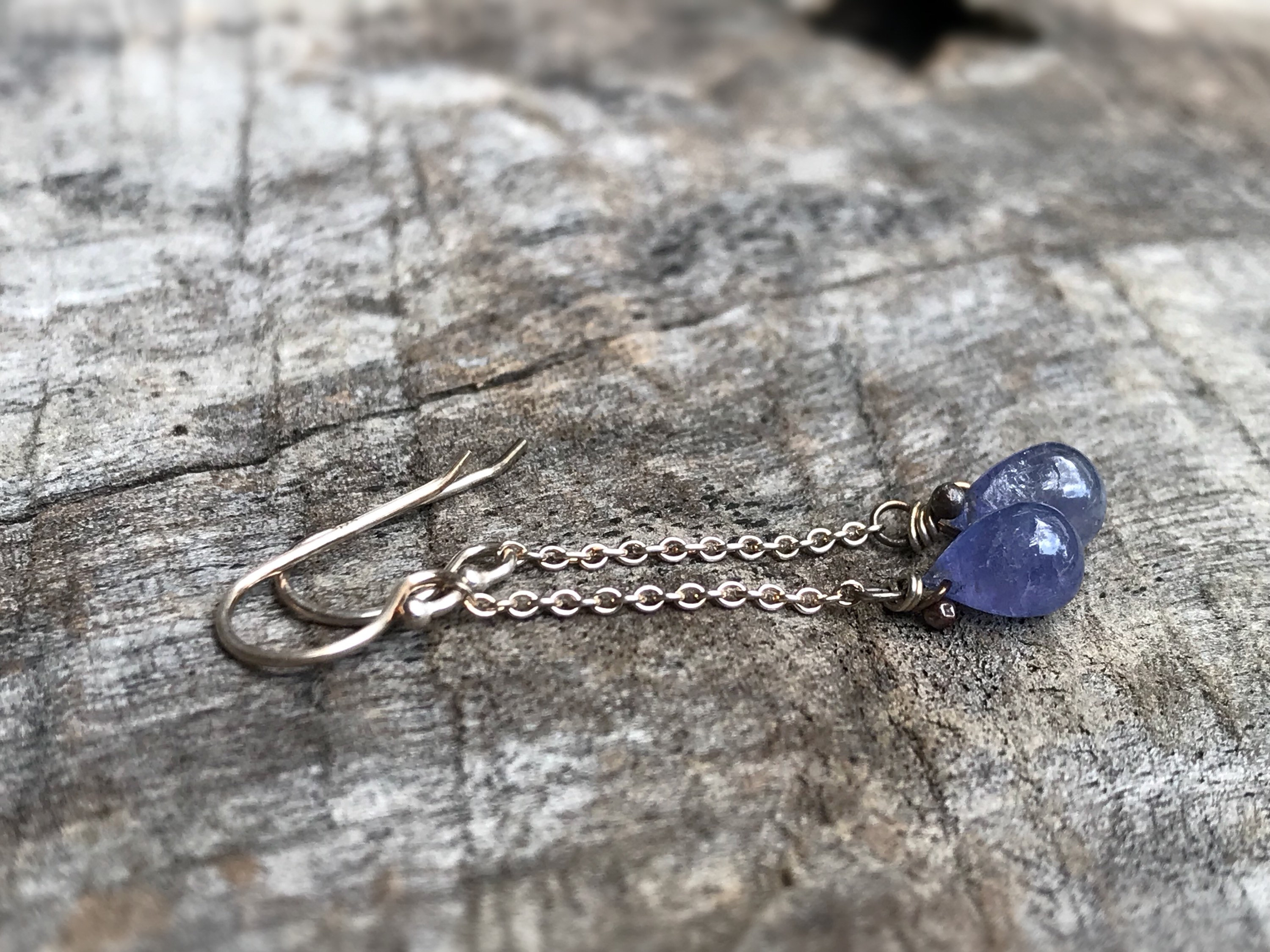 Tanzanite Teardrop Earrings - Solid Sterling Silver - Genuine Tanzanite - Periwinkle Blue - Long Dangle Earrings - Image 7