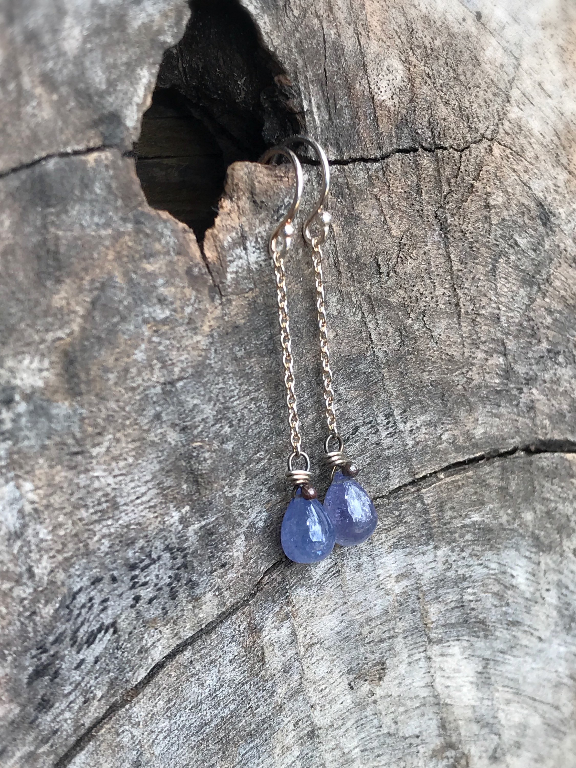 Tanzanite Teardrop Earrings - Solid Sterling Silver - Genuine Tanzanite - Periwinkle Blue - Long Dangle Earrings - Image 8