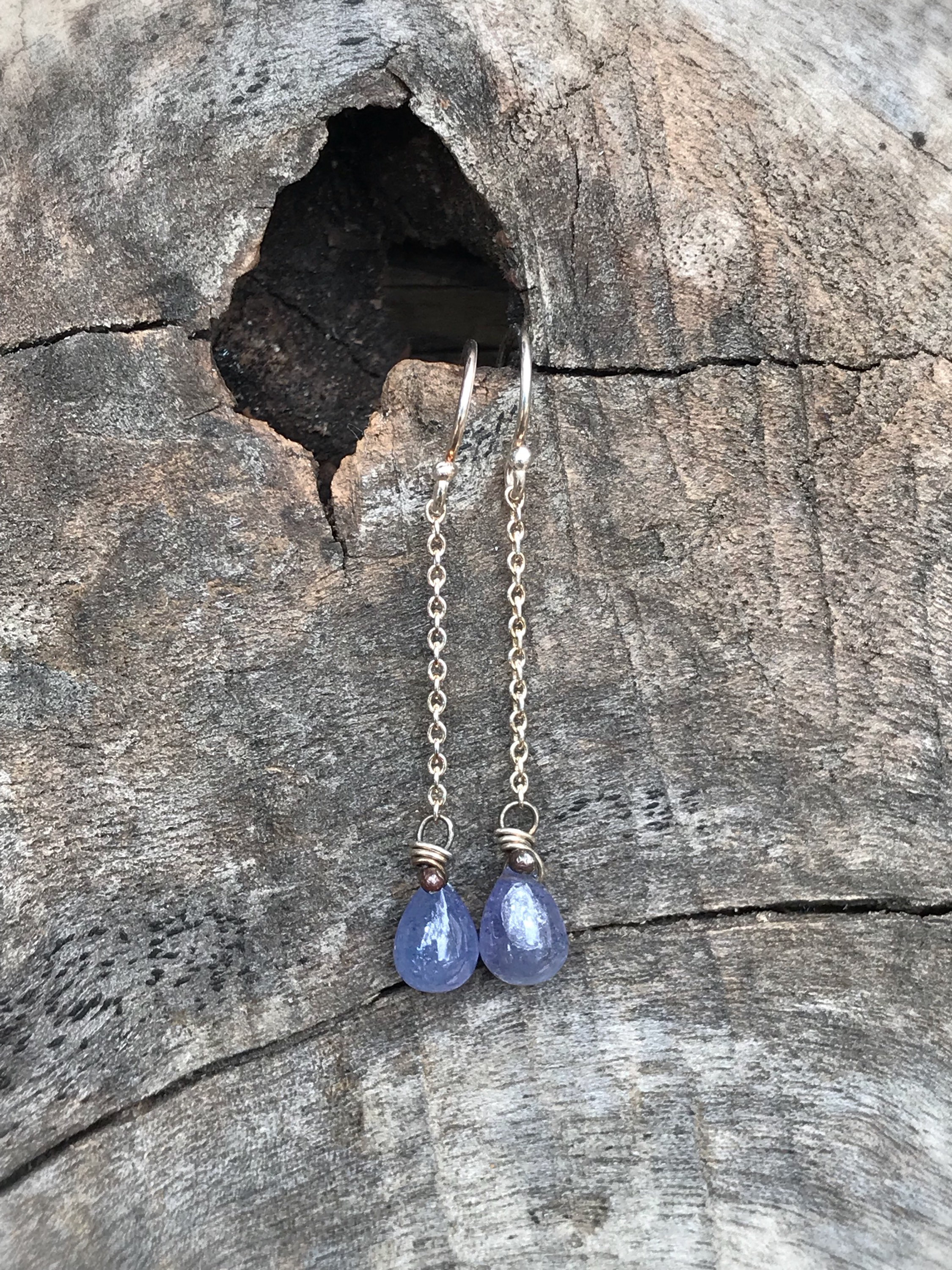 Tanzanite Teardrop Earrings - Solid Sterling Silver - Genuine Tanzanite - Periwinkle Blue - Long Dangle Earrings - Image 9
