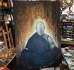 The Glow Of Silence Original Painting By Artist Rafi Perez Mixed Medium On Unstretched Canvas 32x47