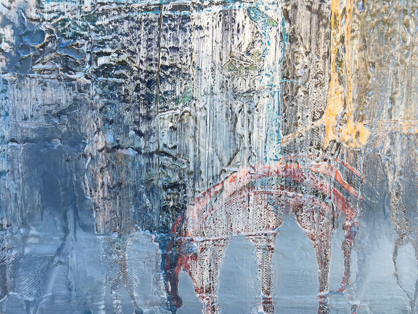 The Recovery Of Bliss Abstract original painting by artist Rafi Perez Mixed Medium on Canvas 36X16 Triptych
