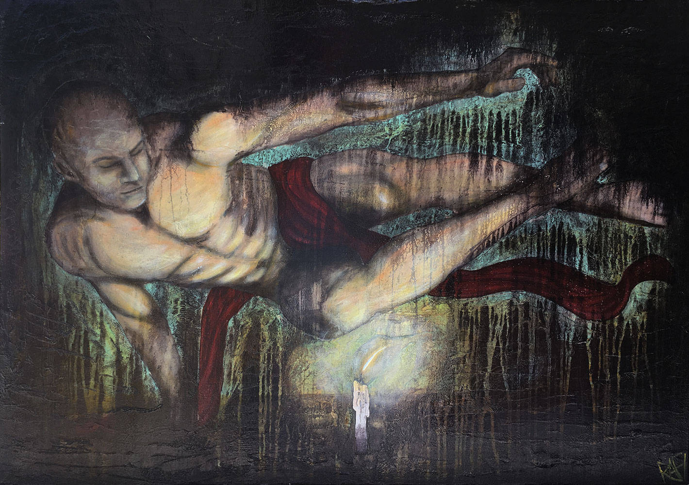 Be Nimble - The Response Of The Light Original Painting By Artist Rafi Perez Mixed Medium On Unstretched Canvas 40x55 - Image 2