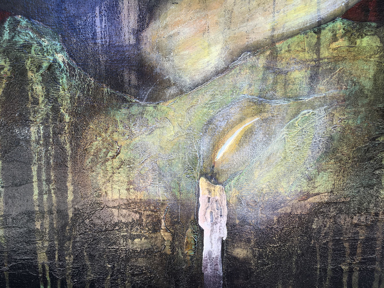 Be Nimble - The Response Of The Light Original Painting By Artist Rafi Perez Mixed Medium On Unstretched Canvas 40x55 - Image 7