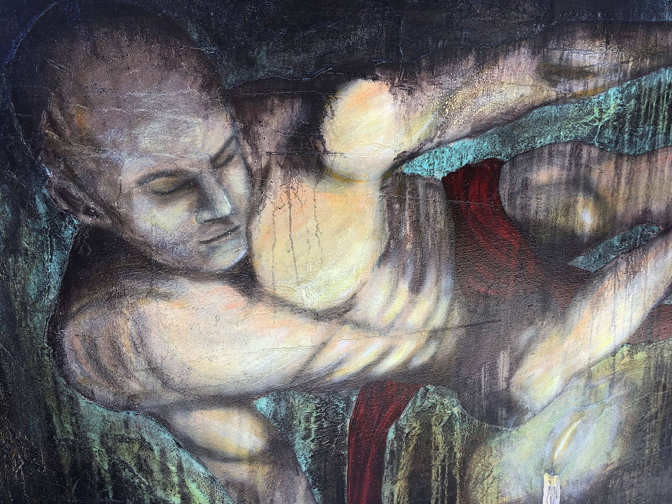 Be Nimble - The Response Of The Light Original Painting By Artist Rafi Perez Mixed Medium On Unstretched Canvas 40x55 - Image 8
