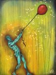 The Substance Of The Real Original Painting Balloon Man by artist Rafi Perez Mixed Medium on Canvas 18X24