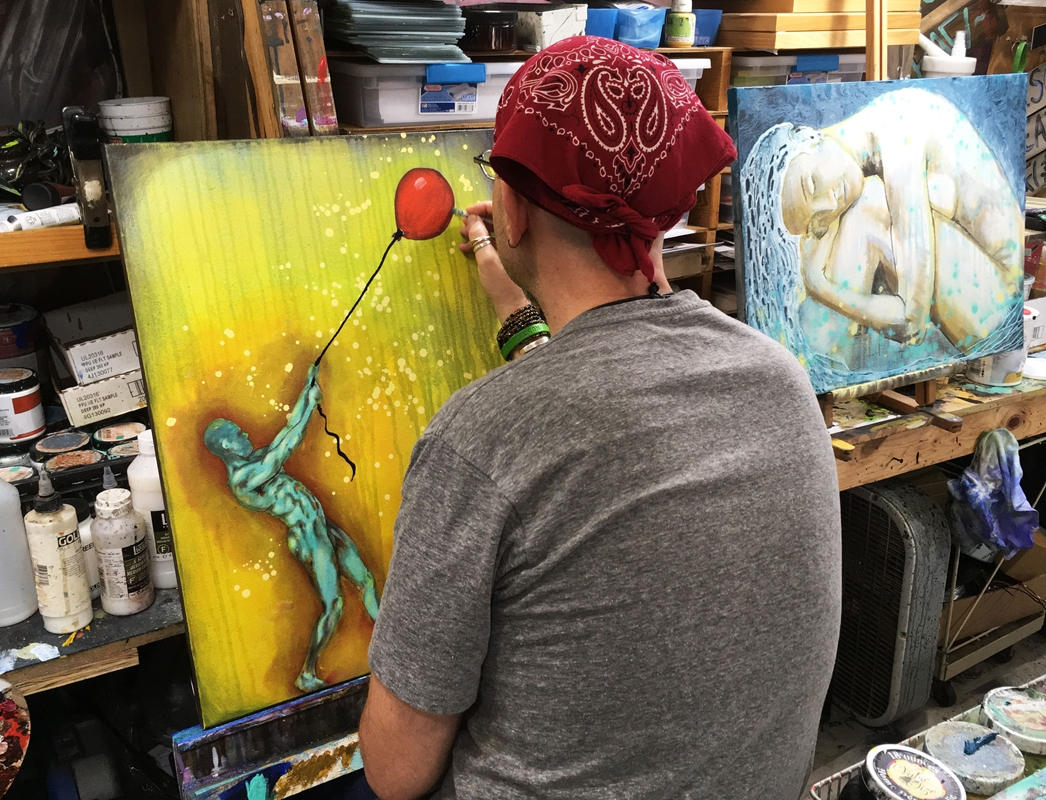 The Substance Of The Real Original Painting Balloon Man by artist Rafi Perez Mixed Medium on Canvas 18X24 - Image 8