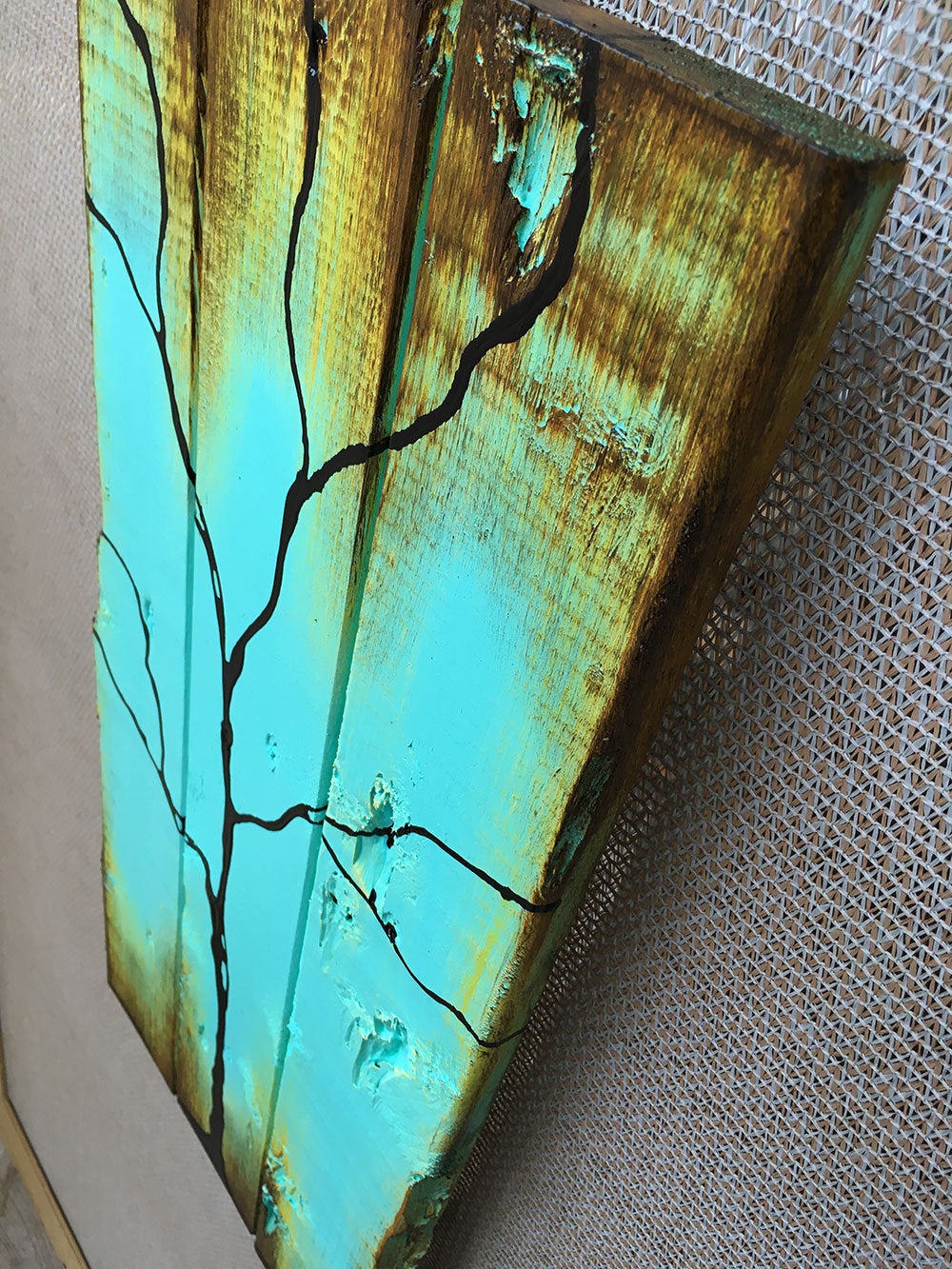Tree Painting On Reclaimed Wood Single Season - Summer - Seasons Of Change By Rafi - Image 3
