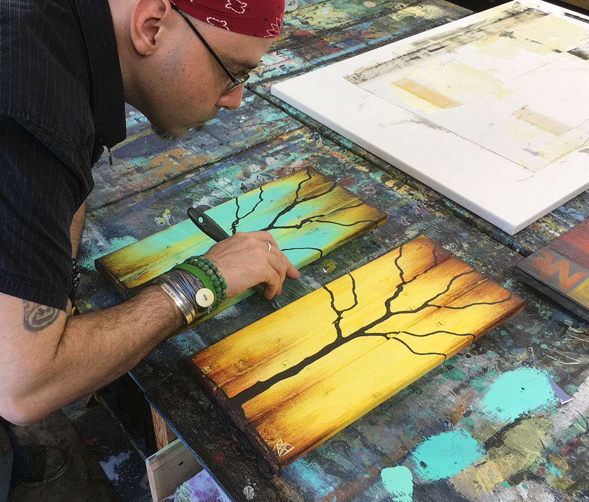 Tree Paintings on Reclaimed Wood 15X16 Seasons Of Change Double By Artist Rafi Perez - Image 4