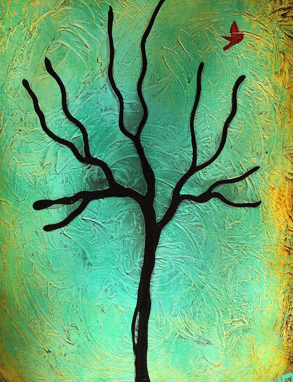 Tree Textured Rooted In Freedom original painting by artist Rafi Perez Mixed Medium on Canvas 12X16 - Image 3