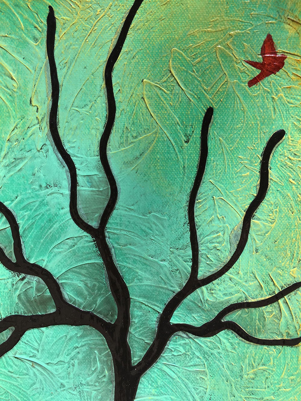 Tree Textured Rooted In Freedom original painting by artist Rafi Perez Mixed Medium on Canvas 12X16 - Image 4