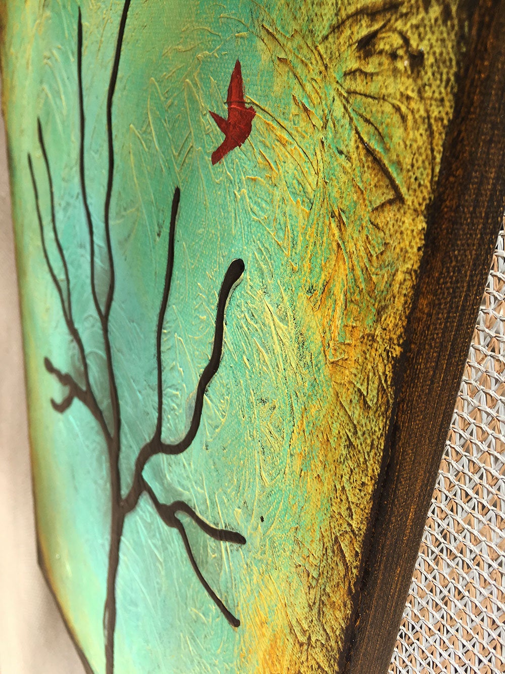 Tree Textured Rooted In Freedom original painting by artist Rafi Perez Mixed Medium on Canvas 12X16 - Image 5