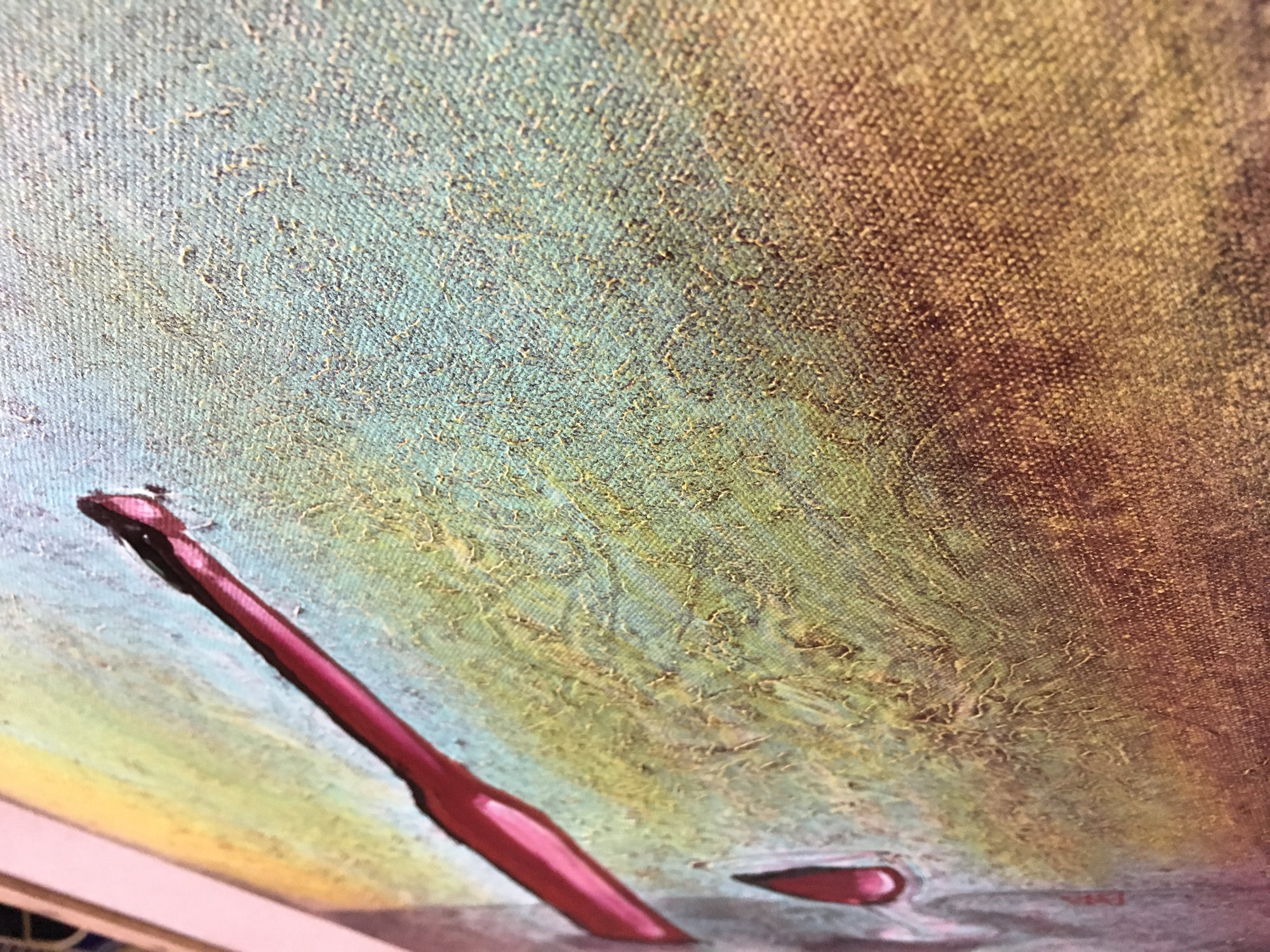 Whimsical Red Wine Original Painting By Artist Rafi Perez Mixed Medium Textured On Canvas 18x24 - Image 5