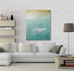 White Whale 2 Original Wall Art by Artist Rafi Perez Mixed Medium on Canvas 47X38